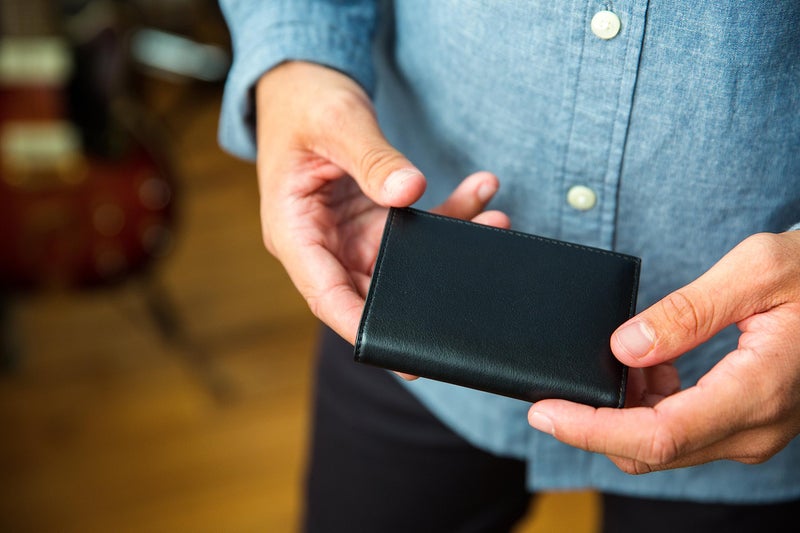 Bosca Men's Wallet, Nappa Vitello Leather Single I.D. Tri Fold Wallet with RFID Blocking, Black - Image 5